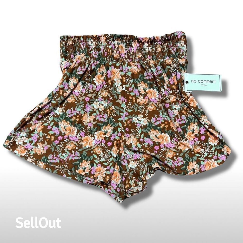 No Comment Women's Floral Tie Waist Shorts Size S Multicolor Summer - Picture 2 of 6